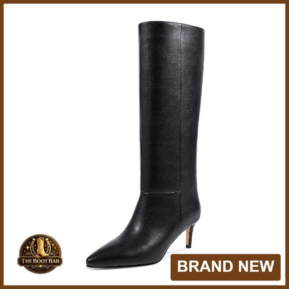 Knee High Boots Pointed Toe Kitten Heel Side Zipper Work Party Daily